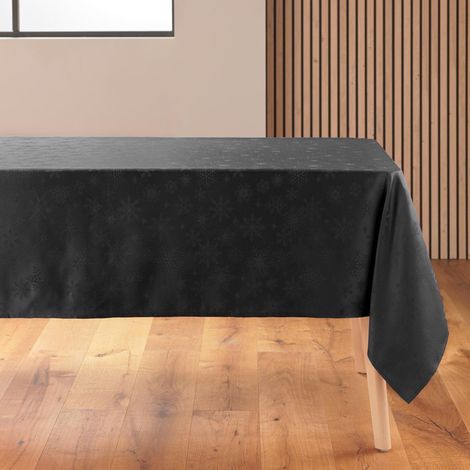 Nappe Jacquard Imprimé "Flocons" 140x240cm Anthracite