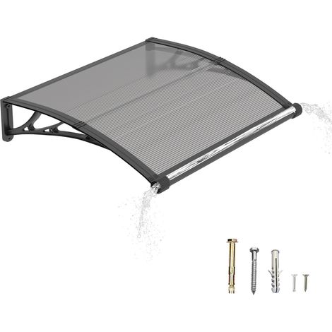 Auvent de Porte d’Entrée 80 × 100 cm, Marquise de Porte Extérieur en Polycarbonate, Abri Anti-Pluie et Anti-UV pour Maison, Balcon et Terrasse (1/5)