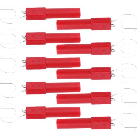10 Stück Gabelkabelschuhe aus Messing, 6 mm/0,2 Zoll, Y-Typ, 4 mm/0,2 Zoll Loch, Bananenstecker, 30 V AC – 60 V DC, max. 10 A. (1/5)