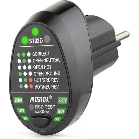Steckdosentester, RCD-Polaritätsdetektor-Ausgangstester, automatischer Direkt-Neutralleiter-Erdungsdrahttest (EU-Stecker) (1/5)