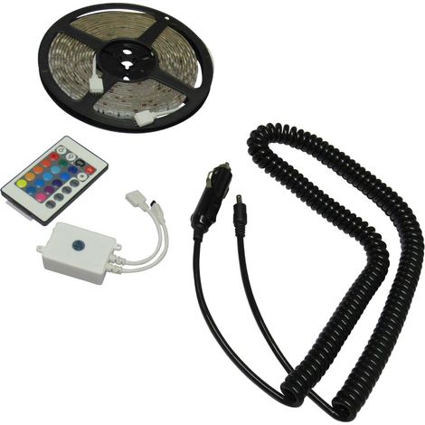 Remote Controlled LED Strip Lights 5M with Flagpole (12V Christmas Decorations Caravan Motorhome)