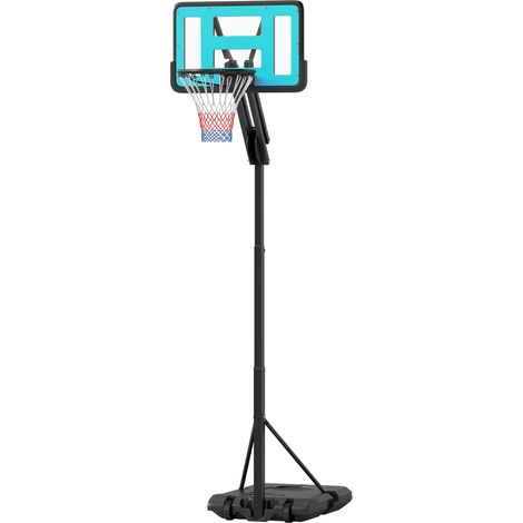 Panier de basket extérieur réglable de 146 à 236 cm avec roues et base à remplir, noir (1/5)
