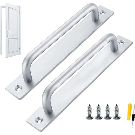 Poignée Porte Coulissante,Alliage D'Aluminium Poignet Meuble 2 Pcs Protection contre la rouille Simple et élégant pour Cuisine Jardin Bureau Garage avec Vis Tournevis(Argent) (1/5)