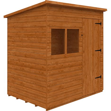 7 x 5 Feet Deluxe Pent 12mm Shed - Solid Wood/Softwood/Pine - L205 x W145 x H217.3 cm - Burnt Orange