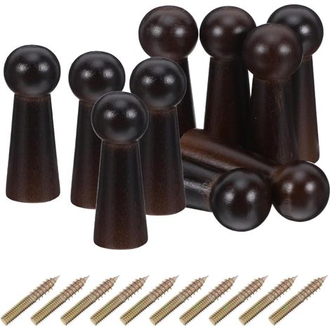 10 crochets muraux bois, 18x50 mm, pour rangement et maison (1/5)