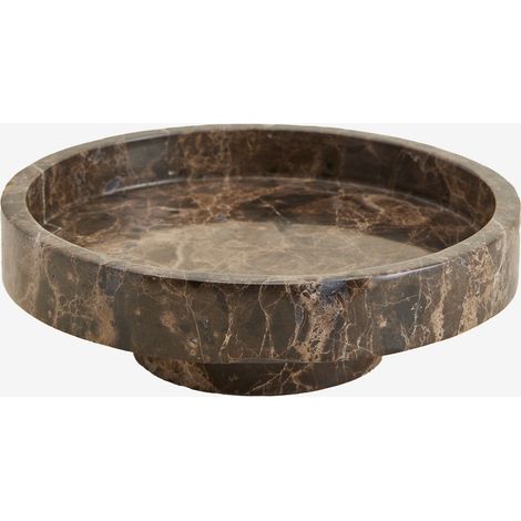 SKLUM Runder Ablageteller Ø25 cm aus natürlichem Kevara-Stein Brauner Marmor Emperador (1/5)