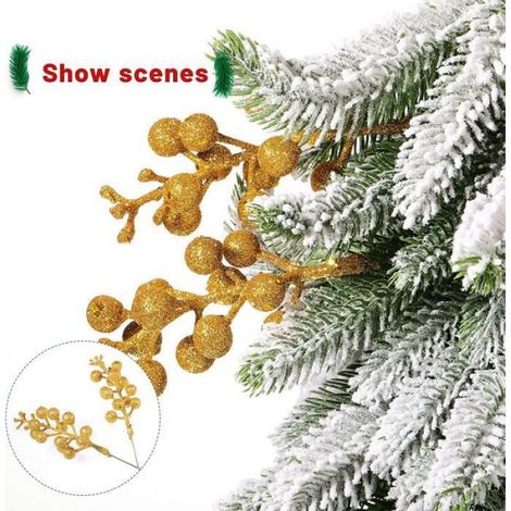 30 Pièces Pics de Baies Rouges Pics Fleurs rtificielles Noël Pics Paillettes rbres Noël Fausses Tiges de Baies avec Ruban pour Décor (1/4)