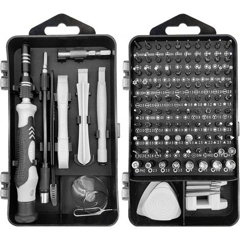 Kit de tournevis de précision 125 en 1, kit de tournevis magnétique portable avec kit d'outils de réparation triangulaire complet pour ordinateur/ordinateur portable/lunettes/smartphone (1/5)