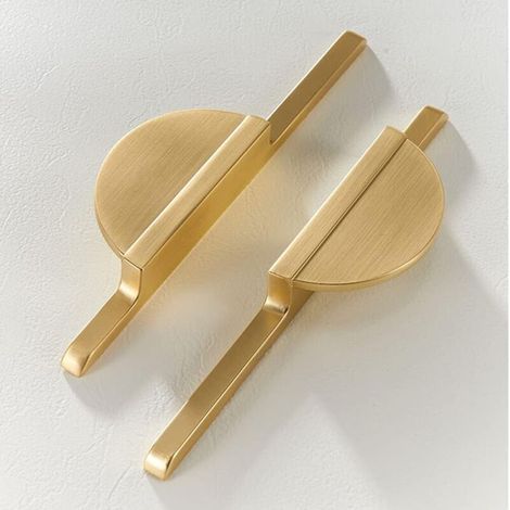 Poignée de tiroir en métal doré brossé, poignée de tiroir en demi-lune, entraxe de 2,5 pouces (64 mm), poignée de placard demi-cercle, adaptée aux placards de cuisine, armoires et coiffeuses, lot de 2