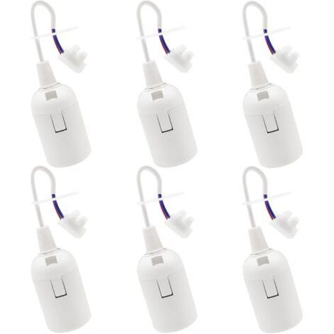 6 PCS Douille de Lampe E27 Support d'ampoule E27 rénovation Douille Blanc Douille de Bâtiment avec Câble Douille de Chantier 4A 250V Base de Lumière Douille de Suspension (max.60W) (1/5)