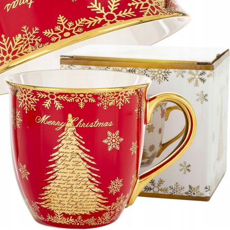 Taza navideña de porcelana de 560 ml en una caja decorativa. (1/5)
