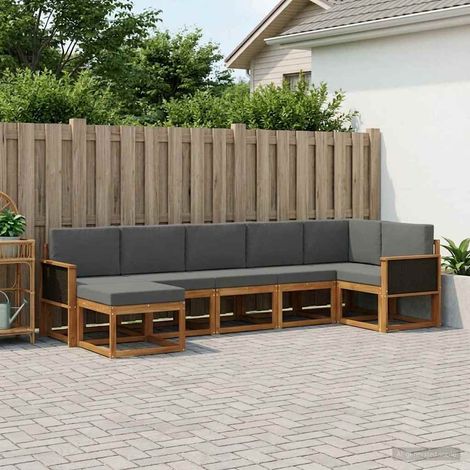 vidaXL Outdoor-Sofagarnitur 7 pcs Natur und Anthrazit Polyester (1/5)