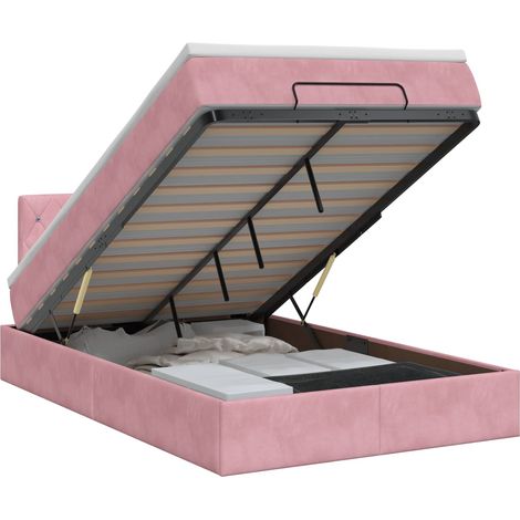 Ottoman Bett mit Matratze mit Kopfteil Rosa 120 x 200 cm Samt vidaXL (1/5)