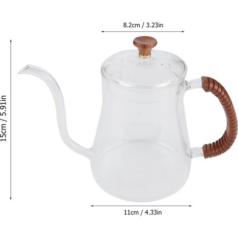 Dickwandiger Glaskessel mit Schwanenhals, 600 ml, ideal für Tee und Filterkaffee. (1/5)