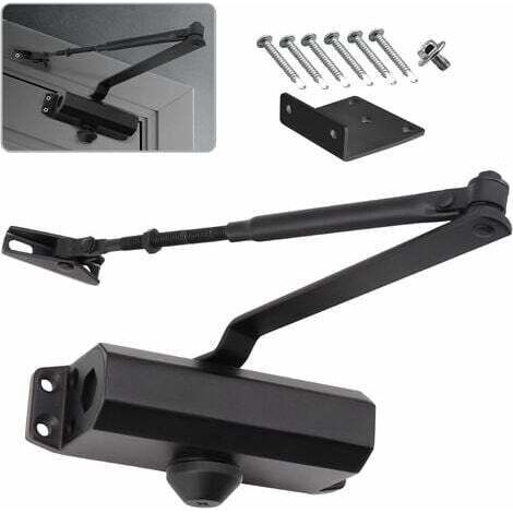 Ferme-porte Hydraulique Automatique avec Dispositif D'arrêt, Ferme Porte à Ressort Réglable, Tampon Fermé usage Commercial et Résidentiel Porte de 20-40 kg(Noir) (1/5)