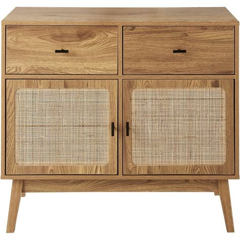CALICOSY - Commode 2 portes en rotin et 2 tiroirs L90 cm - ALIA (1/5)
