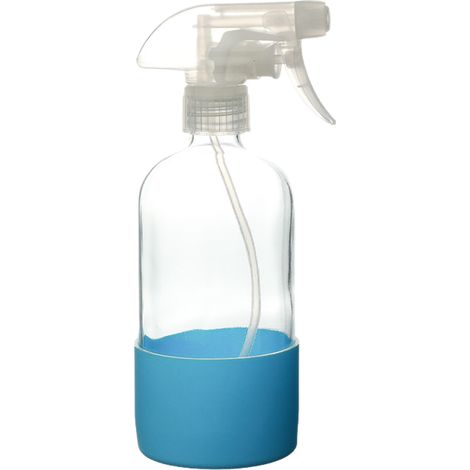Botella pulverizadora de vidrio, 500 ml, paquete de 2, reutilizable, con boquilla, apta para productos de limpieza, plantas, etc., color azul. (1/5)