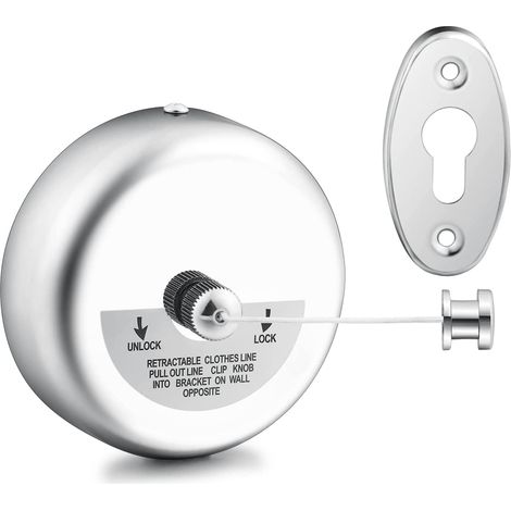 argent，Corde Linge Rétractable 2,8 m/9 Pieds Acier Inoxydable Corde Linge RéGlable Mur Ligne Rétractable pour Intérieur/Hôtel/Balcon/Salle Bain