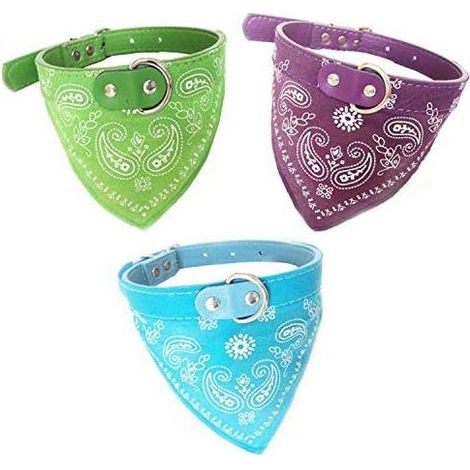 Collier Bandana pour Chien Vert, Tour de Cou Réglable 27-34 cm, Accessoire Mode et Confortable (1/2)