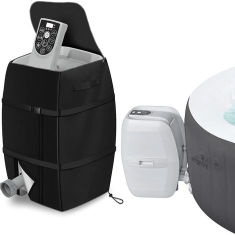 Couvercle Pompe de Chauffage Spa de Baignoire Gonflable Isolé pour Spa, Tissu Oxford 420D imperméable à la Poussière pour Baignoire/Piscine Extérieure (Noir) (1/5)