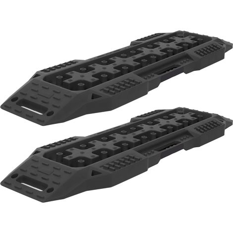 2 plaquettes de désenlisement universelles, échelles de traction pour pneus, tapis de récupération pour sable, boue et neige - Noir (1/5)