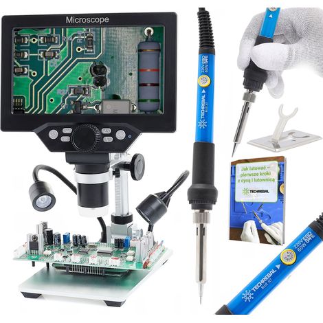 Microscope numérique 1200x + Fer à souder de précision Techrebal « Blue Jet »