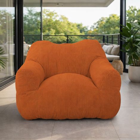 Sitzsack XXL mit Armlehnen, Relaxsessel Ergonomisch, Loungesessel Samt, Orange (1/5)