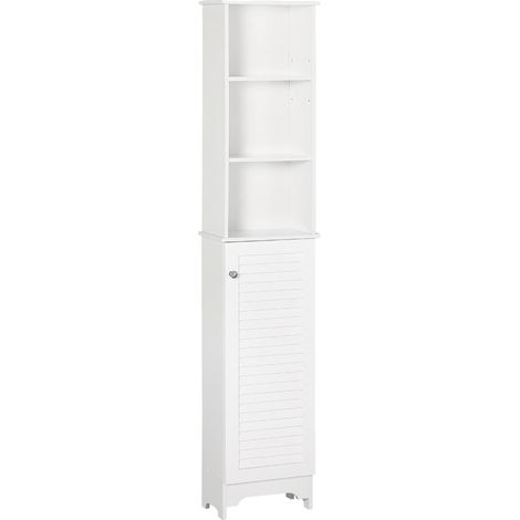 Meuble de Salle de Bain, Design Gain de Place, Étagère Réglable, Blanc (1/2)