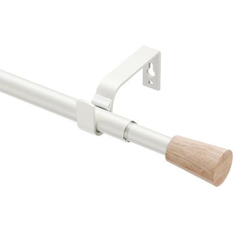 White Extendable Curtain Pole 76-208cm Diameter 16/19mm with Hardware Kit for Eyelet Curtains Finial Living Room Bedroom Splicing Adjustable (1/4)