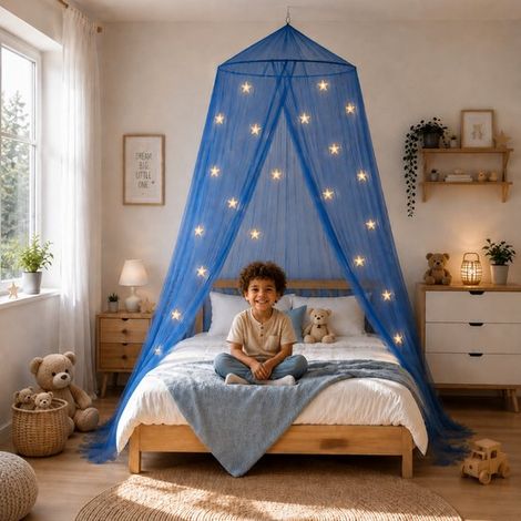 Moustiquaire pour enfants Bleu ciel étoilé - Ciel de lit de luxe pour bébé et enfant (1/5)
