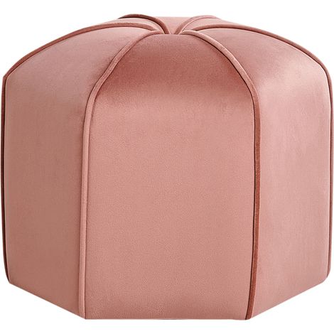 Puf moderno dormitorio sala de estar tejido de terciopelo rosa Wishek (1/5)