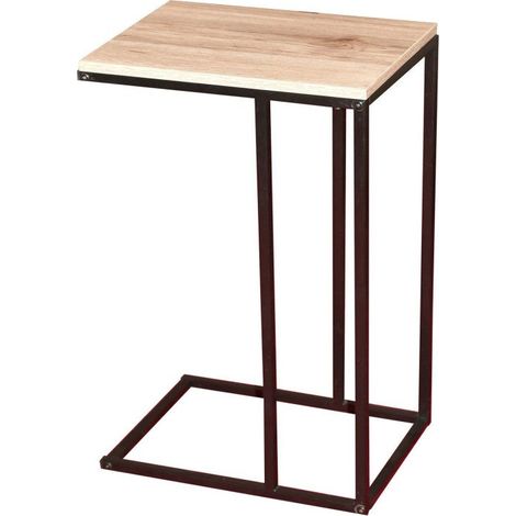 Bout de canapé COLORADO - Noir mat et chêne clair - Bois en métal - 66 x 40 x P 30 cm - Livraison gratuite (1/5)