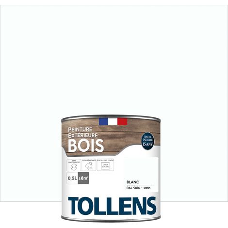 Tollens – Peinture bois extérieur satinée 0,5L – Ultra résistante pour boiseries extérieures – Rendement 8m² – Protection durable et esthétique