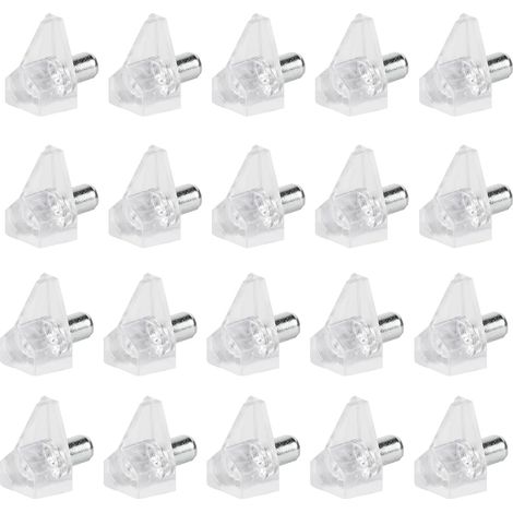 20 Stück Regalbodenträger, 5mm Bodenträger Einlegeboden Halter, transparent Kunststoff Regalboden Stifte für Möbel Bücherregale Schränke Holz Glas-Böden Regal Halter Pegs Pins (20, Transparent) (1/5)