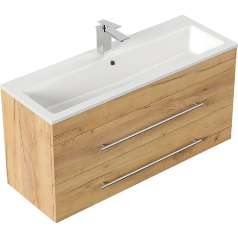 Badmöbel Mars 1000 SlimLine 100x36cm mit 2 SoftClose Schubladen eiche gold