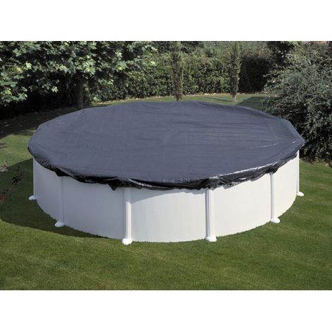 GRE – Bâche hivernage pour piscine ronde – Ø 5,40 m – Épaisseur 120 g/m² – Tendeurs à cliquet et œillets pour fixation