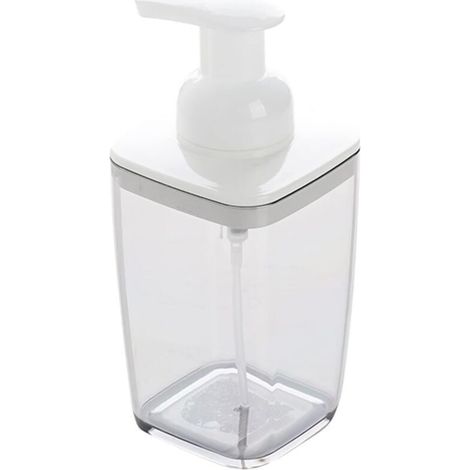 Distributeur de savon de salle de bain 420 ml, distributeur de savon en plastique, réutilisable, distributeur de savon de salle de bain et de cuisine, gris (1/4)