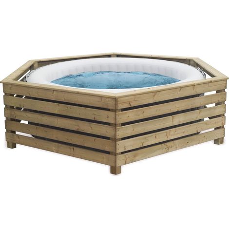 Entourage en bois pour spa gonflable ronds ou carrés 181-205cm – Éco-responsable FSC – Résistant à l'humidité – Montage rapide – Decorspa