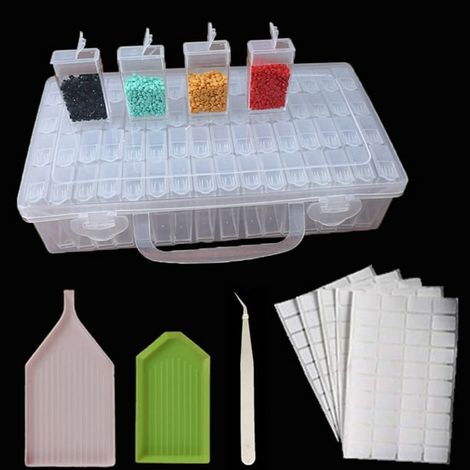 Coffret Rangement Diamant 64 Tiroirs Transparent, Boîte à Perles pour Kit Art Diamant, Organiseur Accessoires DIY (1/5)