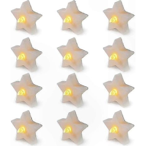 Lot de 12 bougies LED en forme d'étoile, sans flamme et fonctionnant sur piles, pour la décoration intérieure. (1/5)