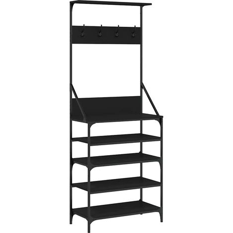 Maison Exclusive - Perchero con zapatero negro 70x34x184 cm (1/5)