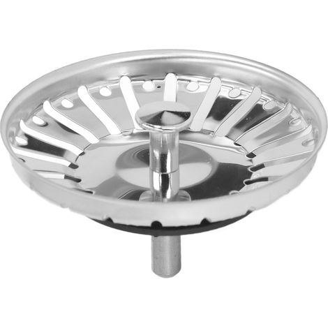 Grille de bonde d'évier, acier inoxydable, 84 mm, argent (1/5)
