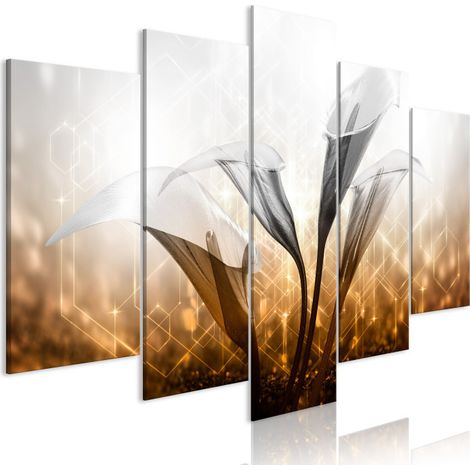 Tableau 5 Panneaux "Floral Quartet Wide Golden" 50 x 100 cm (1/2)
