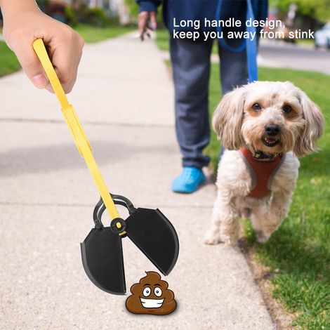 Ramasse-crottes pour chiens et chiots, pince de ramassage avec long manche (jaune) (1/5)