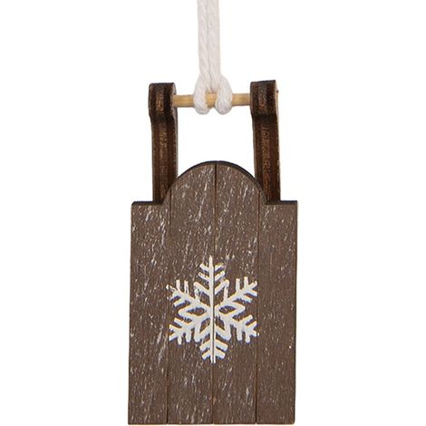 Suspension de Noël en Bois en Forme de Traîneau Décoration Marron et Gris 3 x 2 x 6 cm - PANGIVO (1/4)
