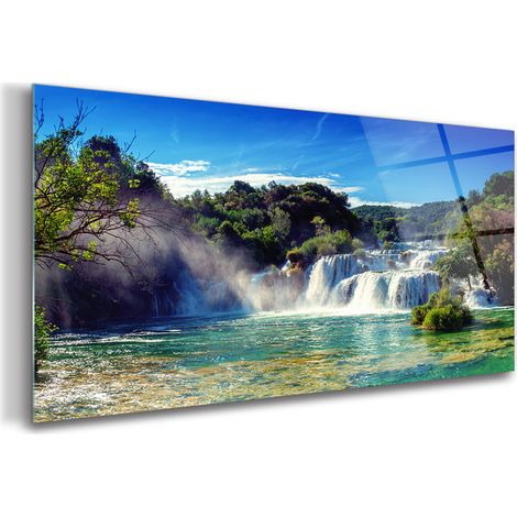 Tableau sur verre – 120 x 60 cm - Tableau mural décoratif - Verre Décorative - Paysage Panoramique