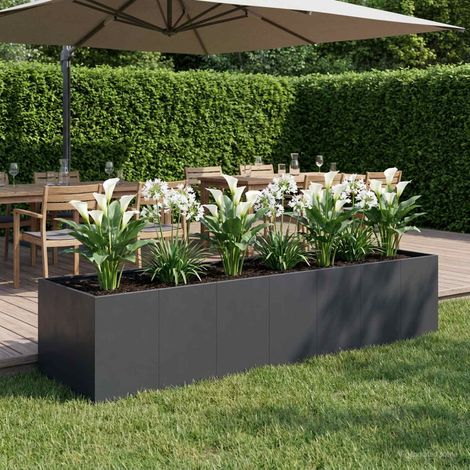 vidaXL Cache-pot de jardin Noir 280 x 80 x 60 cm Acier laminé à froid (1/5)