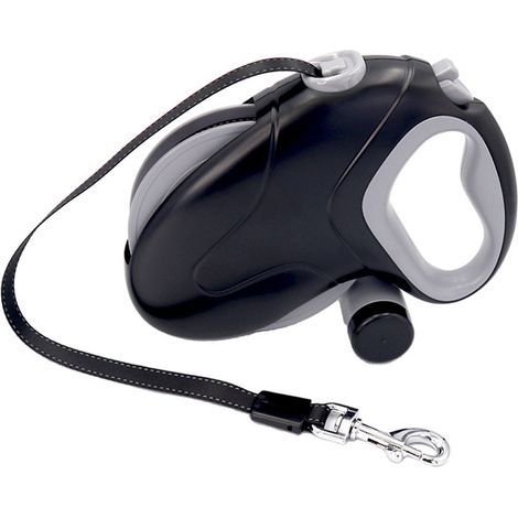10m Retractable Dog Leash - Black Reflective Thread, Waste Bag Dispenser, Anti-Slip (1/5)