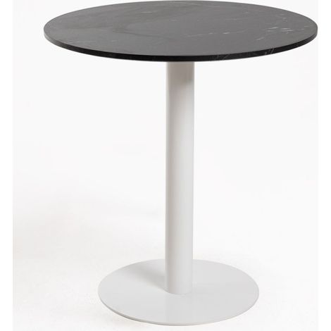 Mesas Auxiliares - Mesa Firro Redonda 70cm Blanca - Negro (1/5)