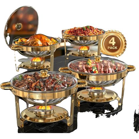 Chafing Dish, Edelstahl, Glasdeckel, 4PACK (1/2)